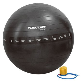 Tunturi Fitnessbal - Gymball - Swiss ball - &Oslash; 90 cm - Anti burst - Inclusief pomp - Zwart