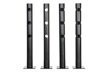 Middenstaander DFFS-M-M voor flexibele veiligheidsrailing/voor binnen-en buiten gebruik/hoogte 1200 mm/voetplaat 225x225 mm/t.b.v. 3 railings/kleur: zwart