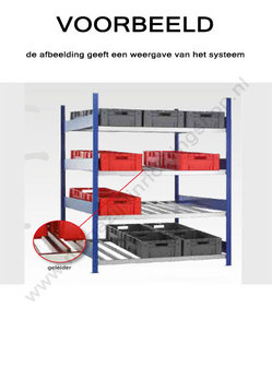 38872-Extra niveau doorrolstelling - ca. 1300x1300mm/sendzimir verzinkt/met wangen en rollen/180kg legbordbelasting