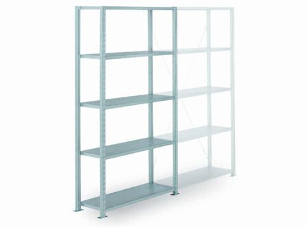 Basisset legbordstelling Adaptiv - ca. 2000x1250x800 mm/5 geperforeerde legborden/sendzimir verzinkt/150 kg/kruisschoor