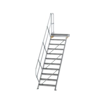 Aluminium vaste trap met platform 45&deg;  - loodrechte hoogte 2.290 mm/aantal treden 11/breedte treden 800 mm/treden en platform gemaakt van gegolfd aluminium R 9