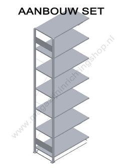 30614-N-90-Aanbouwsset hangmappenstelling - ca. 2000x1000x350mm/6 hangmappenstangen/inhaaksysteem extra voor Elba en Leitz/RAL7035 lichtgrijs+sendzimir verzinkt/90kg/kruisschoor