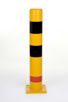 Rampaal P50-60/hoogte 1000mm/diameter 159 mm/polyurethaan/geel met zwarte en rode waarschuwings reflectoren