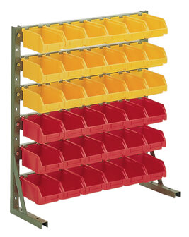 H 1 -Norm rek met magazijn zichtbakken - 763x700 mm (hxb)/inclusief magazijn zichtbakken LK 4/rek leverbaar in RAL 6011, RAL 7035 en RAL 9011