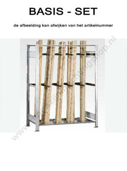 22620-Basisset langgoedstelling  - ca. 2000x1000x500mm/voor staande opslag tot 2200mm/sendzimir verzinkt/150kg legbordbelasting