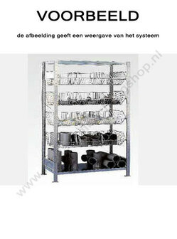 13672-Basisset draadkorfstelling  - ca. 2000x1000x500mm/met 4 draadkorven/sendzimir verzinkt/150kg legbordbelasting