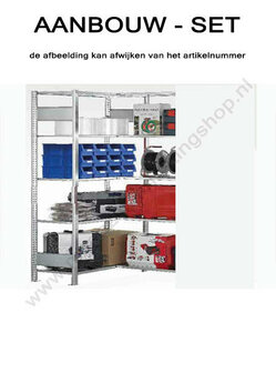 32635-ECK-Aanbouwstelling (veld C) - ca. 2000x1000x300mm/met kruisschoren/5 legborden/RAL7035 lichtgrijs/150kg legbordbelasting