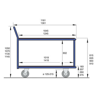 Magazijnwagen 10-1088, laadvlak 1200x600 mm, zonder rand, TPE-banden, Rotauro