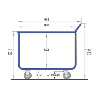 Magazijnwagen 10-1086-R21, met 2 laadvlakken, met rand, polyamide banden, Rotauro