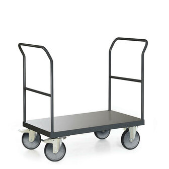 Platformwagen 103-1008, met 2 duwbeugels, laadvlak 850x500 mm, Tauroflex, platformwagen met 2 duwbeugels