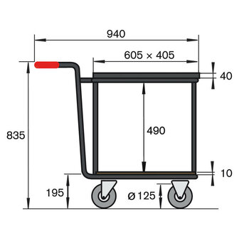 Rechthoekige roller 10-1083-R21, met 2 laadvlakken, polyamide banden, Rotauro