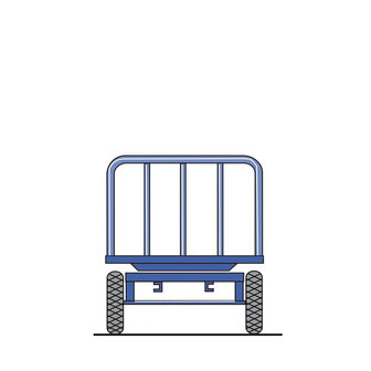 Handwagen met kopwanden uit staalbuis 14-1020-K, hoogte kopwanden 500 mm, laadvlak 1250x800 mm, Rotauro