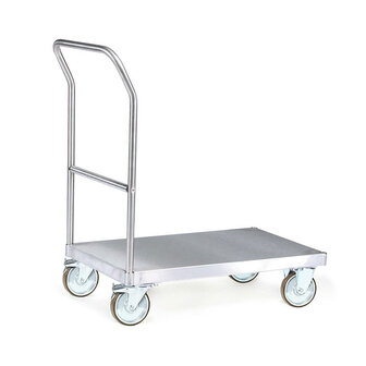 Platformwagen roestvrij staal VA-PK 201, met 1 duwbeugel, laadvlak 1000x700 mm, Tauroflex