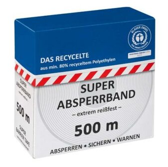 Afzetlint van gerecycled polyethyleen/lengte 500 m/breedte 80 mm/rood-wit geblokt/dubbelzijdig lichtecht bedrukt