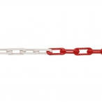 MNK-nylon afzetketting lengte 25 meter/schakeldikte &Oslash; 6 mm/schakelopening 42x12 mm/testlast 200 daN/treklast 340 daN/kleur: rood-wit