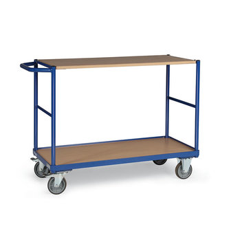 Tafelwagen basic 120-1200, met 2 laadvlakken en horizontale duwbeugel, laadvlak 850x500 mm, Tauroflex