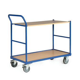 Tafelwagen basic 120-1209, met 2 laadvlakken en schuine duwbeugel, laadvlak 1000x600 mm, Tauroflex