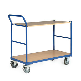 Tafelwagen basic 120-1211, met 2 laadvlakken en schuine duwbeugel, laadvlak 1000x600 mm, Tauroflex