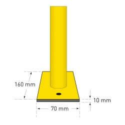 Stalen beveiligingsbeugel voor binnengebruik/hoogte 1000 mm/breedte 1000 mm/diameter 48 mm/met voetplaat voor vloermontage/geel-zwart