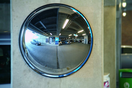 INDOOR ruimtespiegel/spiegelgrootte 450 &Oslash; x 100 mm/kijkafstand 4 m/waarnemingsspiegel uit acryl/voor binnengebruik/groot kijkveld/voor bedrijven en kantoren