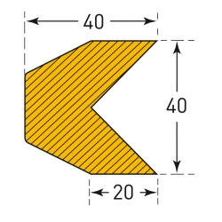 Stootrand zelfklevend trapezium 40/40/ter bescherming van randen/lengte 1 meter/polyurethaan/geel-zwart/voor binnen- en buitenbereik