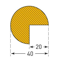 Stootrand zelfklevend cirkel 40/40/ter bescherming van randen/lengte 1 meter/polyurethaan/geel-zwart/voor binnen- en buitenbereik