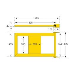 Black Bull stalen deur voor veiligheidsbalustrade XL-line/zelfsluitend met gasdrukveer en middenpaal/voor binnengebruik/links- of rechtsdraaiend/geel