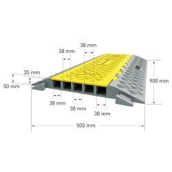 Standaardelement MORION kabelbrug middelgroot/afmetingen 590x930x50 mm (lxbxh)/hoge belastbaarheid/voor straten en bouwplaatsen/kleur: zwart-geel