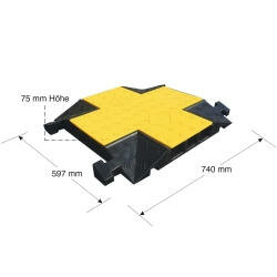 Kruiselement MORION kabelbrug groot/afmetingen 597x740x75 mm (lxbxh)/hoge belastbaarheid/voor straten en bouwplaatsen/kleur: zwart-geel