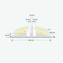 MORION beschermgoot/afmetingen 855x300x85 mm (lxbxh)/voor kabels en buizen tot 75 mm &Oslash;/zeer sterk rubber/snel te plaatsen en te verwijderen