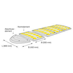 Standaardelement SafeRide 50 verkeersdrempel/afmetingen 900x500x50 mm (lxbxh)/hoog belastbaar/met gele reflecterend elementen/zwart-geel