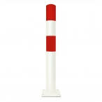 Black Bull stalen rampaal type S voor vloermontage/hoogte 1200mm/diameter 90 mm/voetplaat 200x200x10 mm/rood-wit