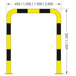 Black Bull stalen beschermbeugel XL voor binnengebruik/hoogte 600 mm/breedte 1000 mm/diameter 108 mm/met voetplaat voor vloermontage/geel-zwart