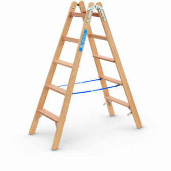 Houten trap tweezijdig oploopbaar type Crestastep B - met sporten van beukenhout/ladderlengte 1,53 m/werkhoogte ca. 2,80 m/aantal treden 2x5