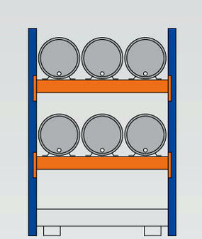 46963-Aanbouwset milieustelling  - ca. 2000x1350x800mm/voor 6 x 60 liter vaten liggend/1 opvangbak(286 liter) zonder rooster