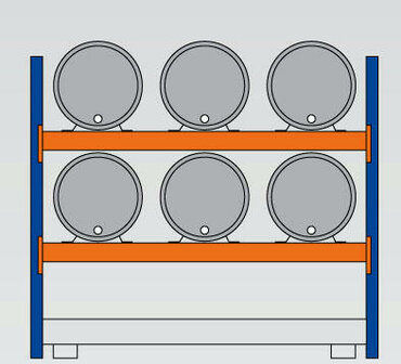 46964-Basisset milieustelling  - ca. 2000x2225x800mm/voor 6 x 200 liter vaten liggend/1 opvangbak(396 liter) zonder rooster