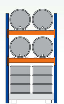 46968-Basisset milieustelling  - ca. 2500x1350x800mm/voor 4 x 200 liter vaten liggend en 4 x 200 liter vaten staand/1 opvangbak(286 liter) met rooster