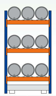 46970-Basisset milieustelling  - ca. 2500x1350x800mm/voor 9 x 60 liter vaten liggend/1 opvangbak(286 liter) zonder rooster