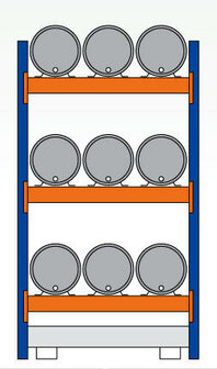 46970-Basisset milieustelling  - ca. 2500x1350x800mm/voor 9 x 60 liter vaten liggend/1 opvangbak(286 liter) zonder rooster