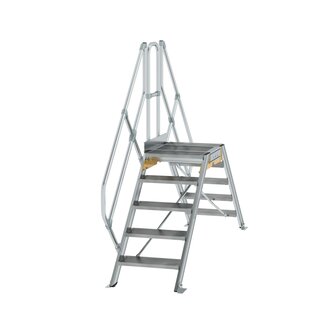 Aluminium brugtrap 45&deg;  - totale hoogte 2.235 mm/hoogte onder platform 960 mm/aantal treden 2x5/breedte treden 600 mm/treden en platform gemaakt van gegolfd aluminium R 9