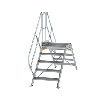 Aluminium brugtrap 45&deg;  - totale hoogte 2.235 mm/hoogte onder platform 960 mm/aantal treden 2x5/breedte treden 800 mm/treden en platform gemaakt van gegolfd aluminium R 9