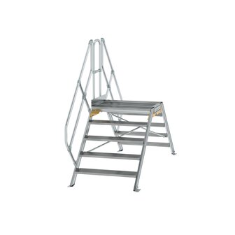 Aluminium brugtrap 45&deg;  - totale hoogte 2.235 mm/hoogte onder platform 960 mm/aantal treden 2x5/breedte treden 1.000 mm/treden en platform gemaakt van gegolfd aluminium R 9