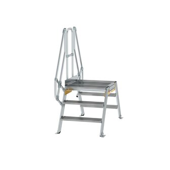 Aluminium brugtrap 60&deg;  - totale hoogte 1.955 mm/hoogte onder platform 680 mm/aantal treden 2x3/breedte treden 800 mm/treden en platform gemaakt van gegolfd aluminium R 9