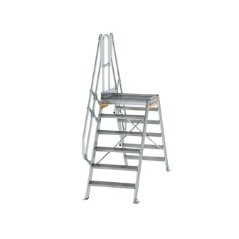 Aluminium brugtrap 60&deg;  - totale hoogte 2.690 mm/hoogte onder platform 1.415 mm/aantal treden 2x6/breedte treden 800 mm/treden en platform gemaakt van gegolfd aluminium R 9