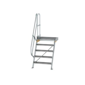 Aluminium vaste trap met platform 60&deg;  - loodrechte hoogte 1.210 mm/aantal treden 5/breedte treden 800 mm/treden en platform gemaakt van gegolfd aluminium R 9
