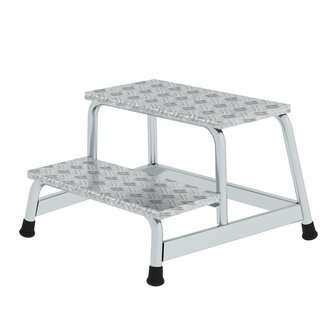 Aluminium werkplatform  - enkelzijdig oploopbaar/werkhoogte 2.4 m/platformhoogte 400 mm/aantal treden 2/treden en platform gemaakt van aluminium wartelplaat R 10