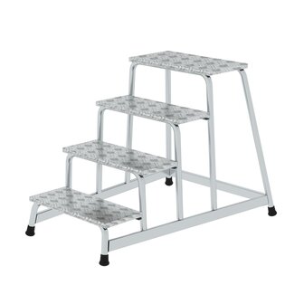 Aluminium werkplatform  - enkelzijdig oploopbaar/werkhoogte 2.8 m/platformhoogte 800 mm/aantal treden 4/treden en platform gemaakt van aluminium wartelplaat R 10