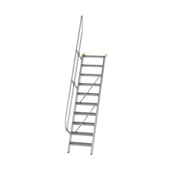 Aluminium vaste trap 60&deg; - loodrechte hoogte 2.420 mm/aantal treden 10/breedte treden 600 mm/treden gemaakt van gegolfd aluminium R 9