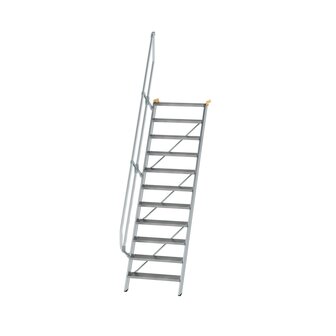 Aluminium vaste trap 60&deg; - loodrechte hoogte 2.660 mm/aantal treden 11/breedte treden 800 mm/treden gemaakt van gegolfd aluminium R 9