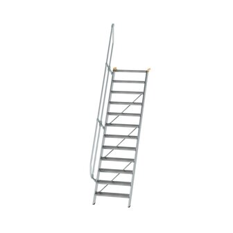 Aluminium vaste trap 60&deg; - loodrechte hoogte 2.900 mm/aantal treden 12/breedte treden 800 mm/treden gemaakt van gegolfd aluminium R 9